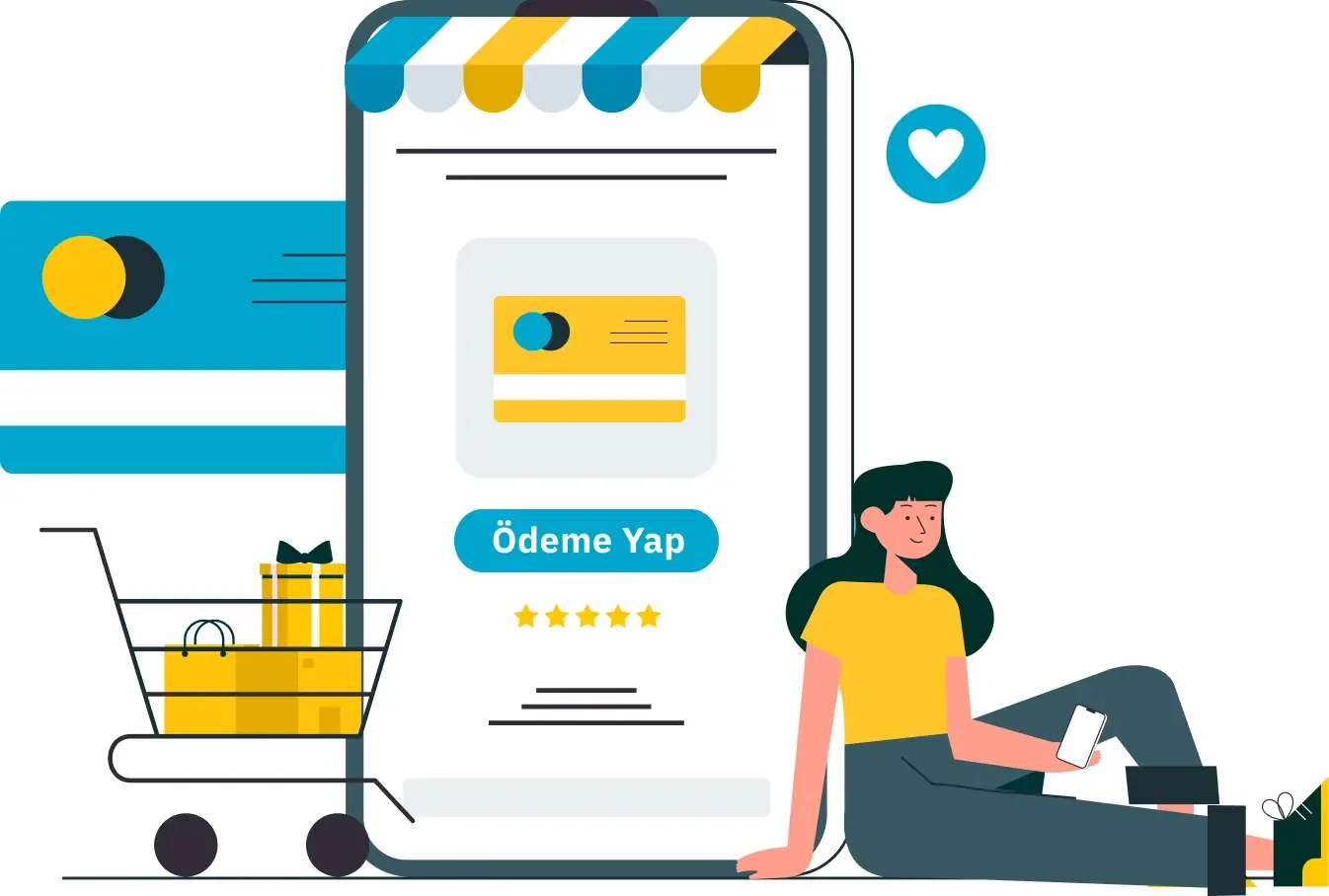 Müşteri mağazadan ürün seçip ödeme yapıyor