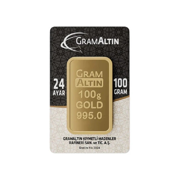 AgaKulche 100 gr 995 24 Ayar İAR Külçe Altın