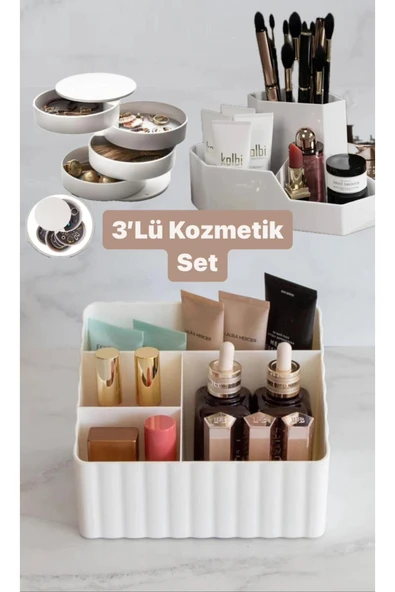 3 Parça Makyaj Organizer Seti