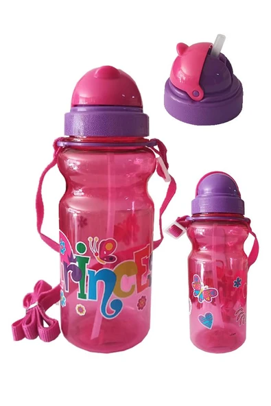 Kız Çocuk Matara 500 ml Pembe Princess Suluk